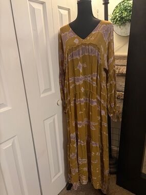 Young Fabulous & Broke Mustard and Lilac Tie-Dye Boho Maxi Dress